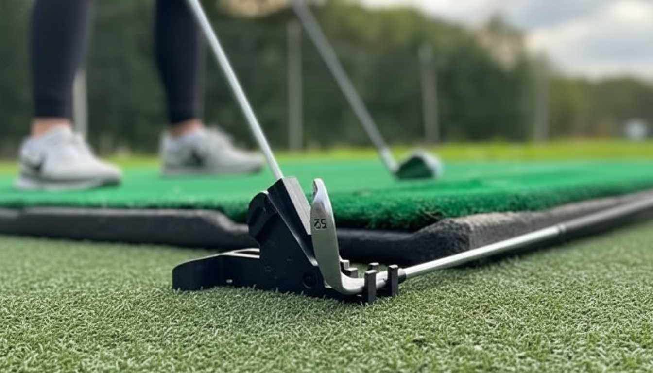 Close-up showing golf club anchoring the Pureplane Pro Gen 3