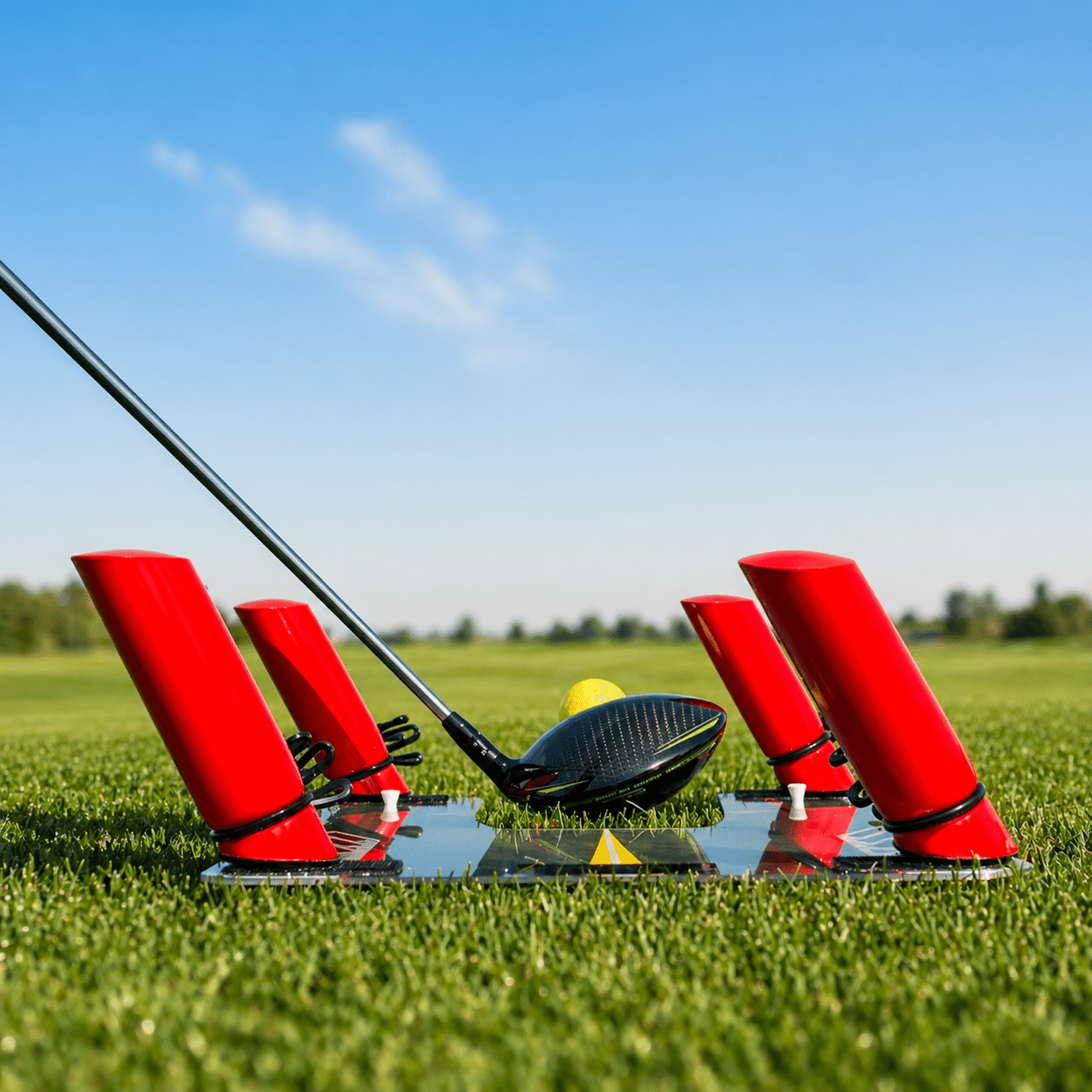 EyeLine Golf Speed Trap 2.0 being used with a driver on an outdoor driving range